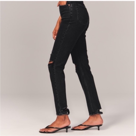 A+F The Ankle Straight Ultra High Rise Distressed Minimalist Goth Edgy Jeans - Picture 2 of 11